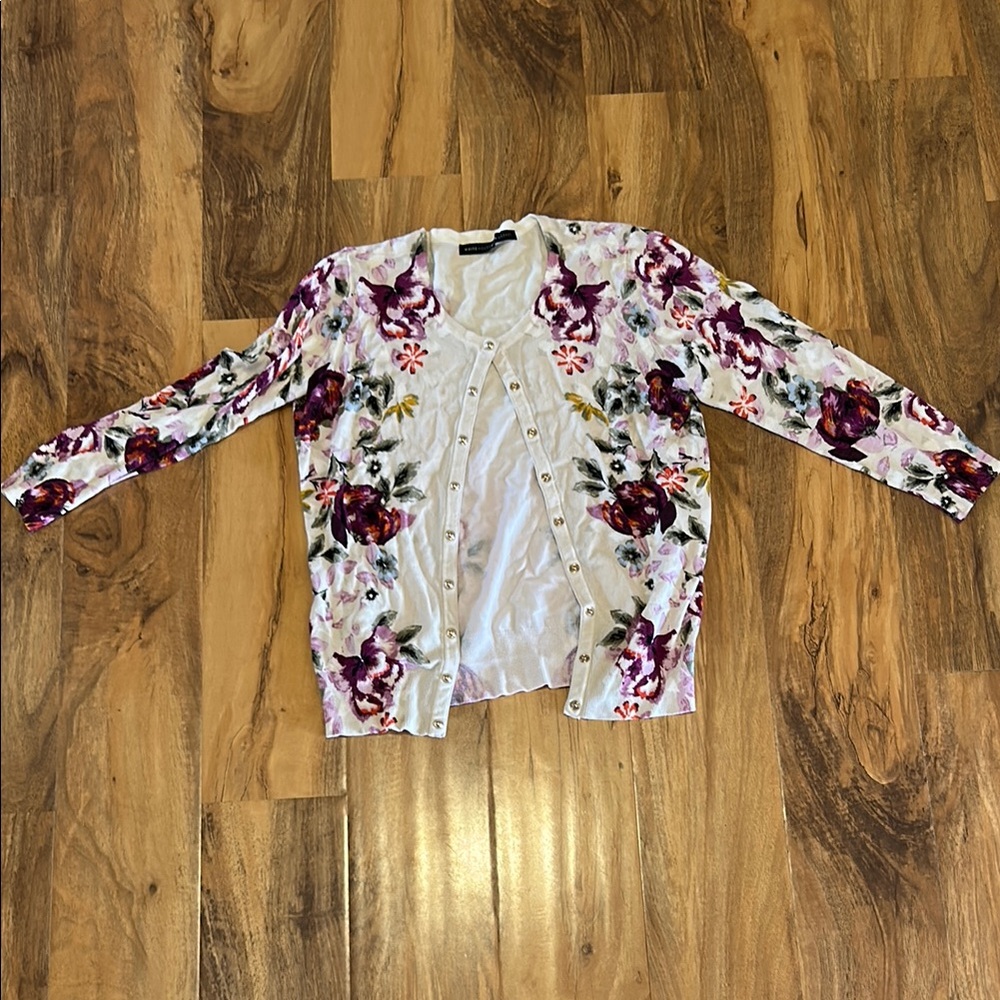 White House Black Market Floral Cardigans